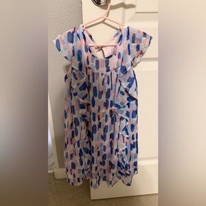 Kate Spade New York Brush Strokes Ruffle Chiffon Girls Dress Size 6